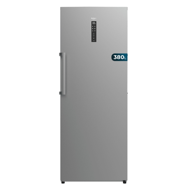 Cecotec Congelador Bolero CoolMarket UF 380 inox D Congelador Vertical Convertible - Capacidad 380L - Luz LED - Nofrost - Alarma de Puerta Abierta - Compresor Inverter - Color Acero