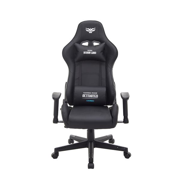 Cromad Serie Demon Lord Silla Gaming - Estructura Robusta - Piel Sintetica de Alta Calidad - Altura Regulable con Piston de Gas Clase 2 - Respaldo Reclinable - Cojin Lumbar y Cervical - Reposabrazos Regulables - Color Negro