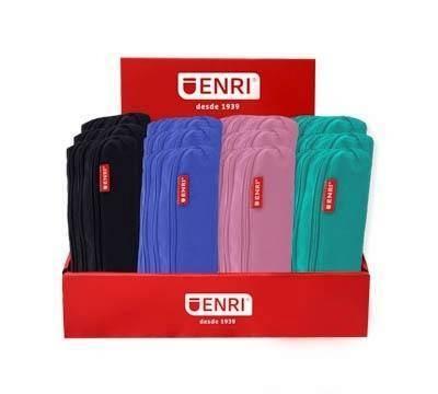 Enri Expositor de 20 Estuches Portatodo de 3 Compartimentos - Fabricados en Poliester- Colores Negro, Rosa, Azul y Verde