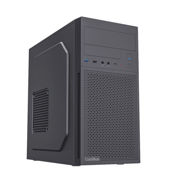 Coolbox M680 Caja Torre MicroATX - Tamaño Disco Soportado 3.5", 2.5" - USB-C, USB-A 3.2, USB-A 2.0 y Audio - Fuente de Alimentación de 500W - Color Negro