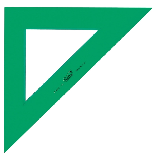 Safta Escuadra de 25cm - Metacrilato - sin Biselado - sin Graduacion - Color Verde
