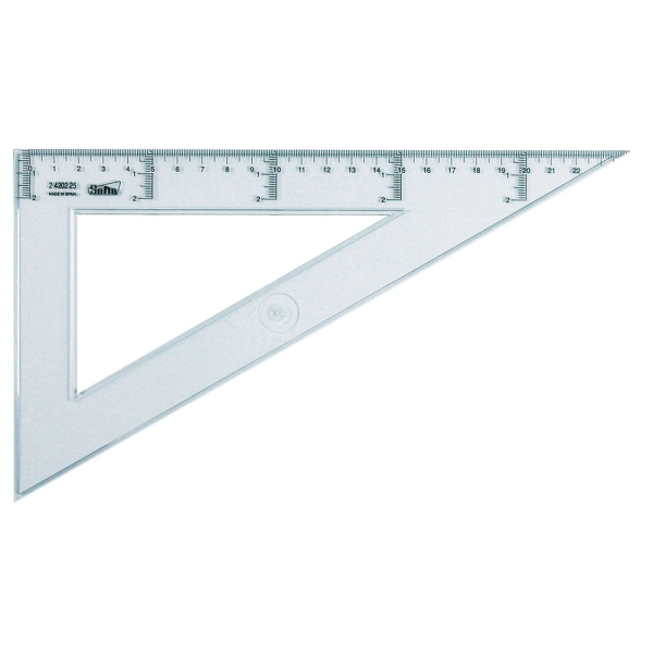 Safta Cristal Cartabon de 25cm - Plastico Transparente - Graduacion Impresa - Biselado - Color Transparente