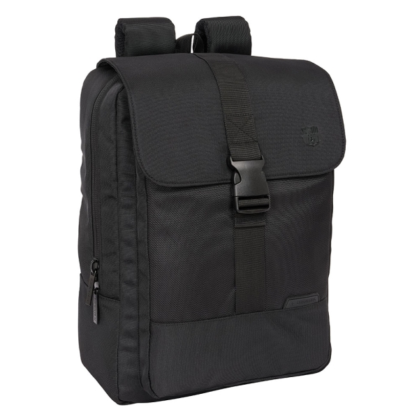 Safta F.C.Barcelona Premium Mochila para Portatil hasta 13.3" - Doble Cremallera - Bolsillo Interior - Conector USB - Espalda y Hombreras Acolchadas - Asa Superior - 290x120x390mm - Color Negro