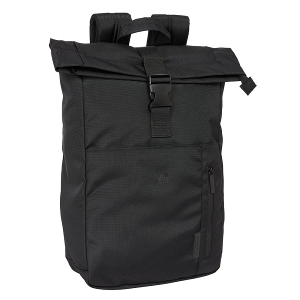 Safta F.C.Barcelona Premium Mochila para Portatil hasta 15.6" - Cremallera - Interior Acolchado - Correas Ergonomicas - Asa Forrada - Capacidad 15.3 Litros - 280x130x420mm - Color Negro