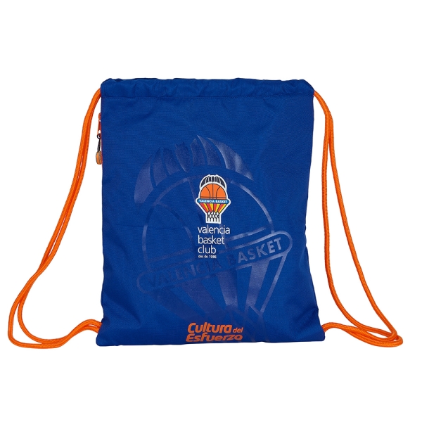 Safta Valencia Basket Saco Plano - Bolsillo con Cremallera - Cierre con Cordones - 5L - Materiales Duraderos - Ligero y Compacto - 350x10x400mm - Color Azul Oscuro