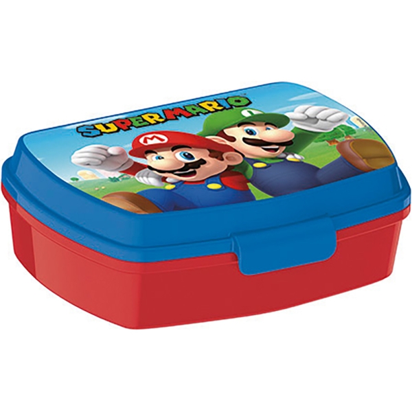 Safta Super Mario Sandwichera - PVC sin BPA - Cierre Hermetico a Presion - Color Rojo y Azul