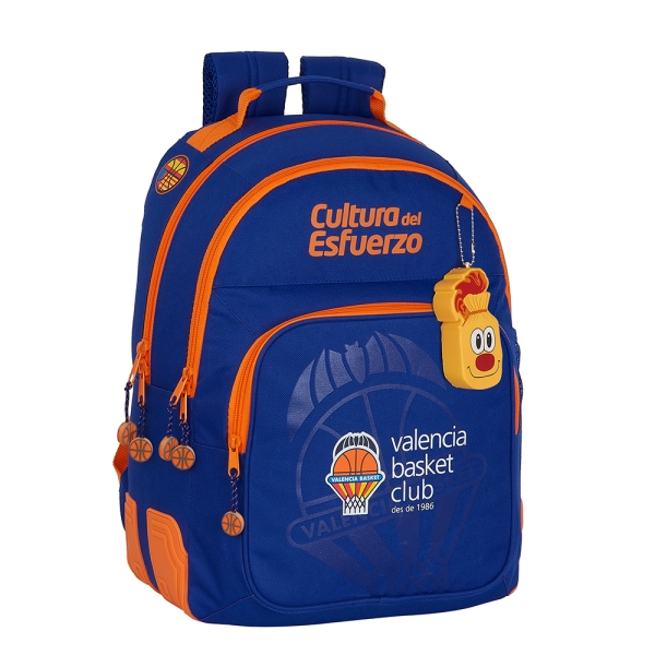 Safta Valencia Basket Mochila con 2 Compartimentos - Antirozaduras - Adaptable a Carro - Portabotellas - Tirador Doble - Hombreras Ergonomicas - 20L - 320x150x420mm - Color Azul Oscuro