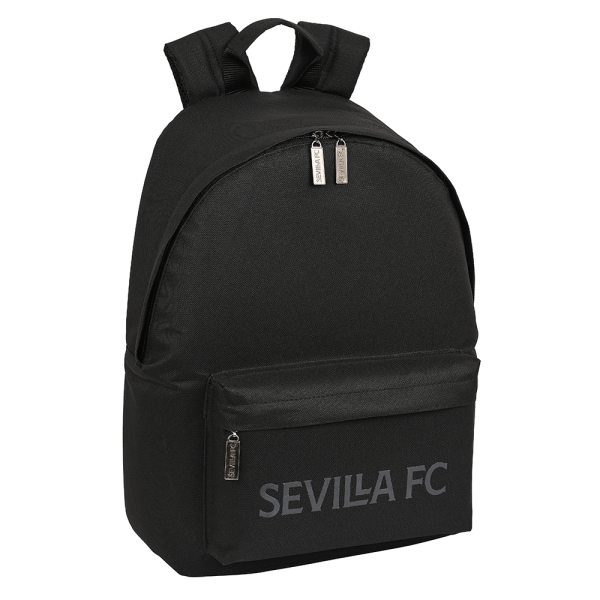 Safta Sevilla FC Teen Mochila para Portatil hasta 14.1" - Interior Acolchado - Bolsillo para Tablet - Tirador Doble - Hombreras Ergonomicas - 20L - 310x160x410mm - Color Negro