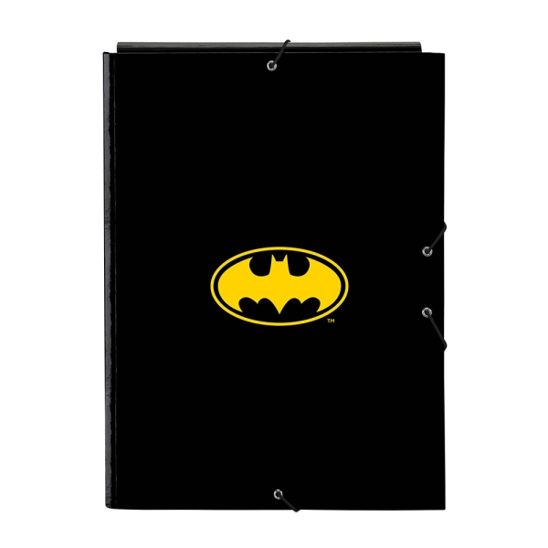 Safta Batman Game Over Carpeta con 3 Solapas - Tapas Duras Forradas - Formato Folio - Cierre con Gomas - 260x25x335mm - Color Negro