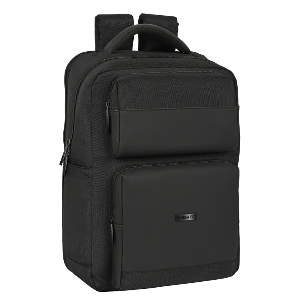 Safta Sevilla FC Premium Mochila para Portatil hasta 15.6" - Conector USB - Portabotellas - Tirador Doble - Compatible con Maleta - Hombreras Transpirables - 310x130x440mm - Color Negro