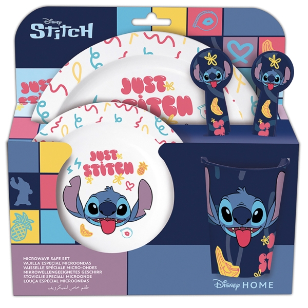 Safta Stitch Sweet Set de Menaje Infantil - PVC sin BPA - 245x55x240mm - Multicolor
