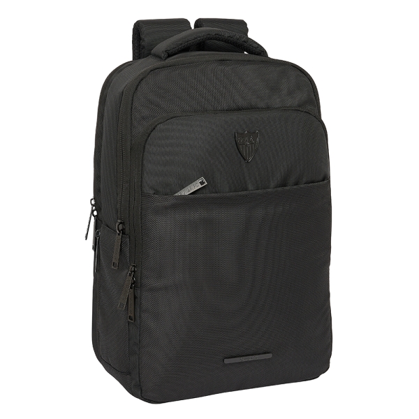 Safta Sevilla FC Business Mochila para Portatil hasta 15.6" - Interior Acolchado - Conector USB - Bolsillo Lateral - Frontal con Organizador - Tirador Doble - 290x150x440mm - Color Negro