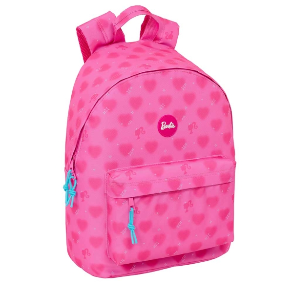 Safta Barbie Corazones Mochila para Portatil hasta 14.1" - Interior Acolchado - Bolsillo para Tablet - Tirador Doble - Hombreras Ergonomicas - Asa Forrada - 20L - 310x160x410mm - Color Rosa