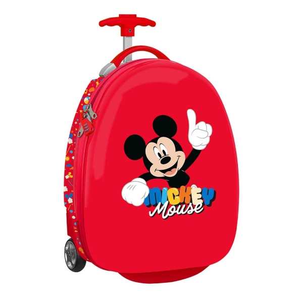 Safta Mickey Mouse Good Day Maleta Trolley Infantil 16” - Interior Forrado y Bolsillo - Ruedas para Facil Desplazamiento - Cintas con Cierre PVC - 27.7L - 280x230x430mm - Color Rojo
