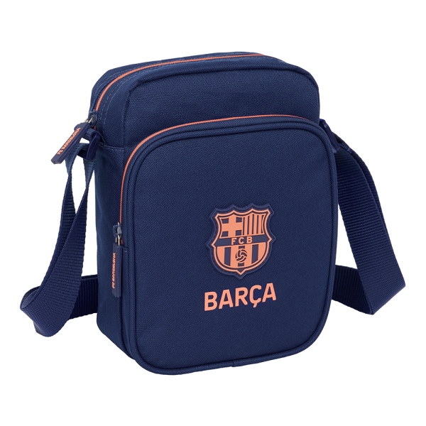 Safta F.C.Barcelona 2ª Equipacion Bandolera - Cremallera - Bolsillo Frontal - Bandolera Ajustable - Compartimento Trasero con Velcro - 2L - 160x60x220mm - Color Azul Marino