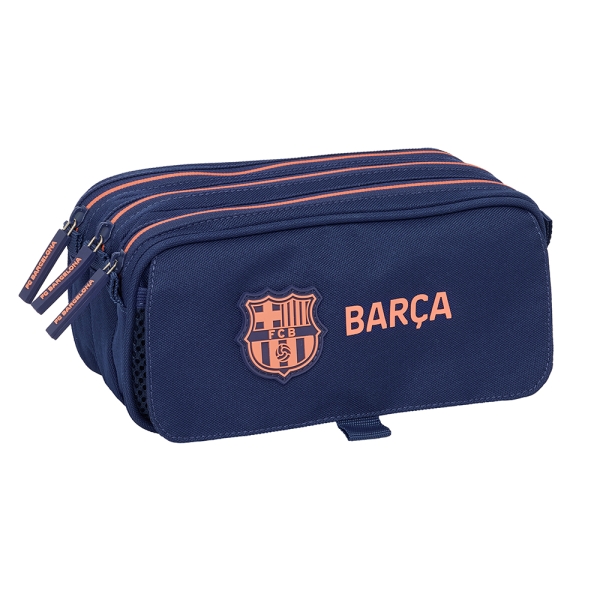 Safta F.C.Barcelona 2ª Equipacion Portatodo - 3 Compartimentos con Cremalleras - Bolsillo Frontal - Cinta Adaptable - 1.72L - 215x80x100mm - Color Azul Marino