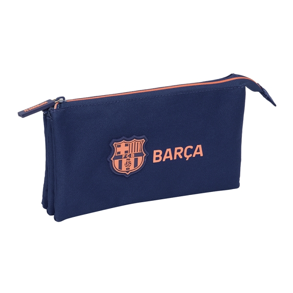 Safta F.C.Barcelona 2ª Equipacion Portatodo - 3 Compartimentos con Cremalleras - Bolsillo Interior - 0.6L - 220x30x120mm - Color Azul Marino