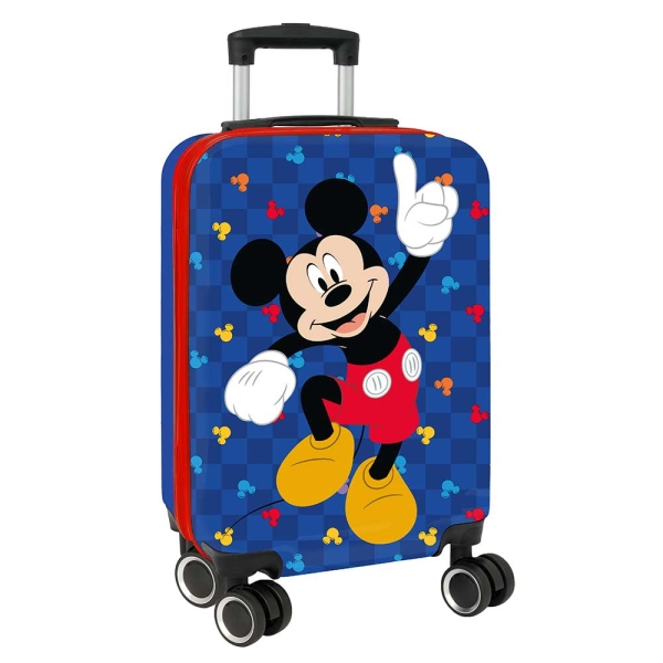 Safta Mickey Mouse Good Day Maleta Trolley de Cabina 20” - Cierre con Candado - Organizador con Cremallera - Cintas con PVC - Asa Flexible de PVC - 40.1L - 345x200x550mm - Color Azul Marino