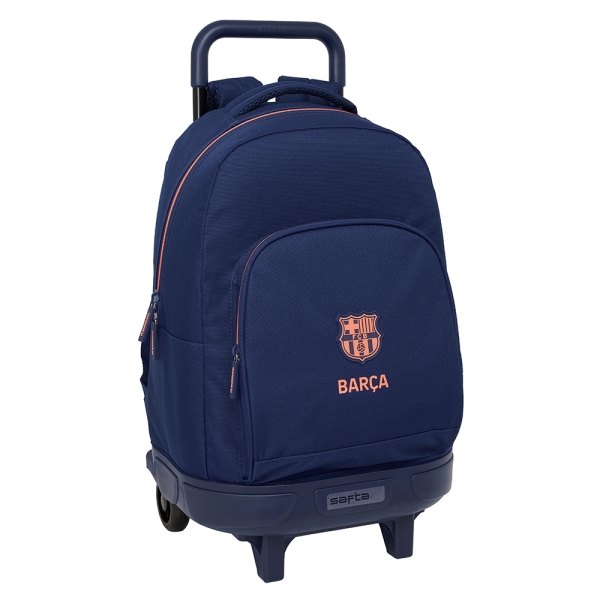 Safta F.C.Barcelona 2ª Equipacion Mochila con Carro - Extraible - Bolsillo Frontal - Portabotellas - Espalda Acolchada - Tarjeta ID - Base Reforzada - 33L - 330x220x450mm - Color Azul Marino