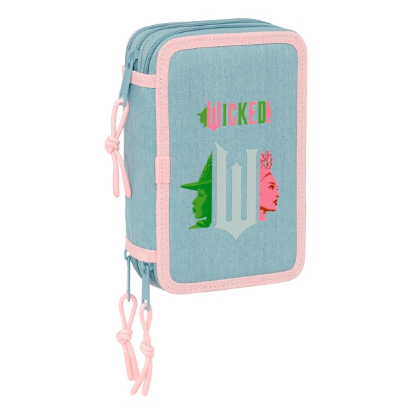 Safta Wicked Plumier de 3 Pisos - 37 Piezas - 1.3L - Goma - Lapiz - Boligrafos - Sacapuntas - Reglas - 16 Colores - 14 Rotuladores - 125x55x195mm - Color Turquesa