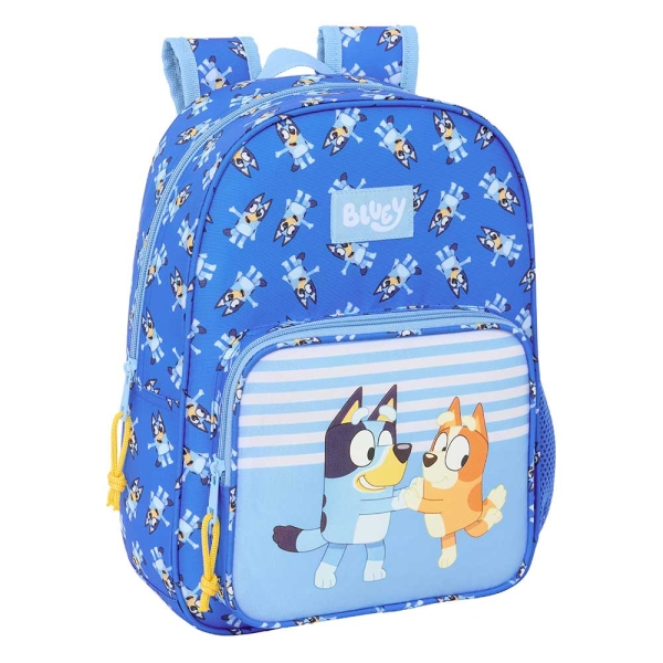 Safta Bluey Let'S Play Mochila Infantil - Adaptable a Carro - Portabotellas - Hombreras Ergonomicas - Bolsillo Frontal - 10L - 260x110x340mm - Color Azul