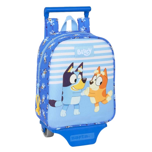 Safta Bluey Let'S Play Mochila con Carro - Tarjeta ID - Asa Superior - Mochila Extraible - Carro Resistente - 6L - 220x100x270mm - Color Azul