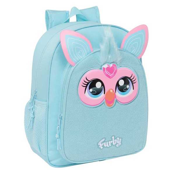 Safta Furby Mochila - Adaptable a Carro - Portabotellas - Tirador Doble - Hombreras Ergonomicas Acolchadas - Bolsillo Frontal - Asa de Mano Superior - 15L - 320x120x380mm - Color Azul Claro