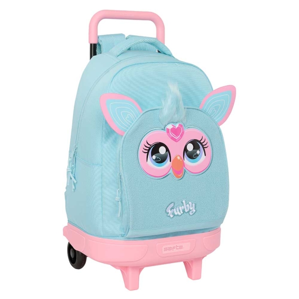 Safta Furby Mochila con Carro - Extraible - Bolsillo Frontal - Portabotellas - Tirador Doble - Hombreras Acolchadas - Asa Acolchada - Tarjeta ID - Base Reforzada - 33L - 330x220x450mm - Color Azul Claro