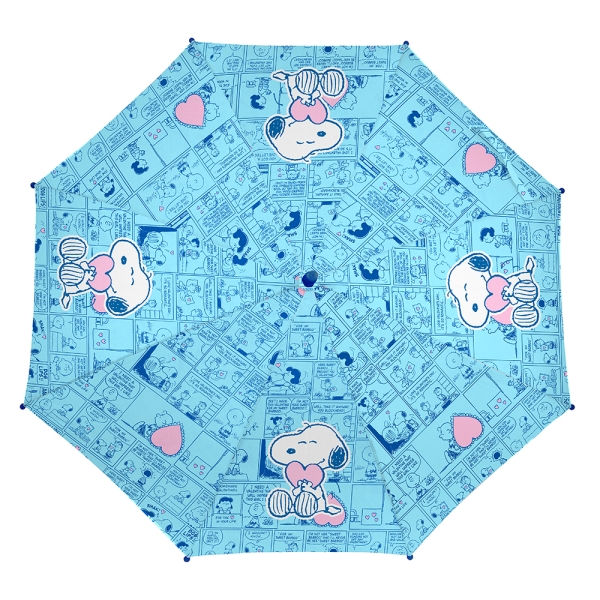 Safta Snoopy Love Paraguas Manual de 86cm - 8 Paneles - Asa y Punta de PVC - Poliester - Nervios de Acero de 8mm - Color Azul