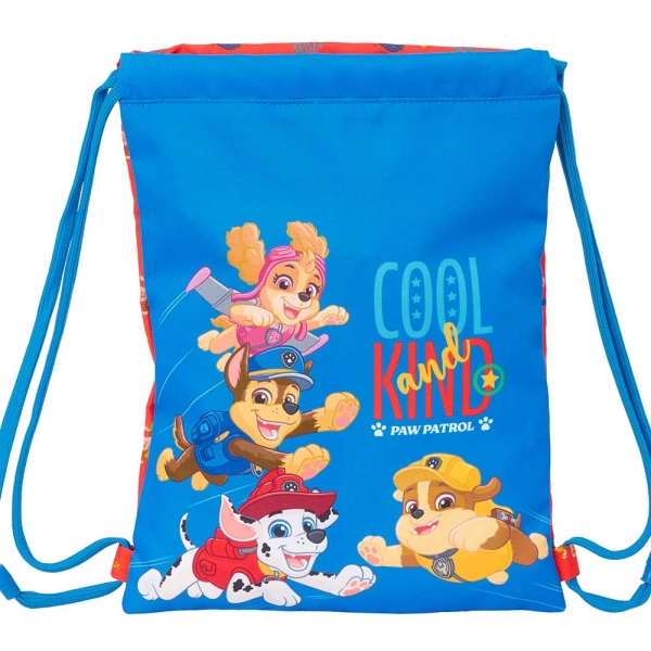 Safta Paw Patrol Cool Saco Plano - Bolsillo con Cremallera - Cierre con Cordones - 3L - 260x10x340mm - Color Azul