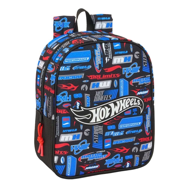 Safta Hot Wheels Mochila Guarderia - Adaptable a Carro - Cremallera - Tarjeta de Identificacion - Asa de Mano Superior - 6L - 220x100x270mm - Color Azul