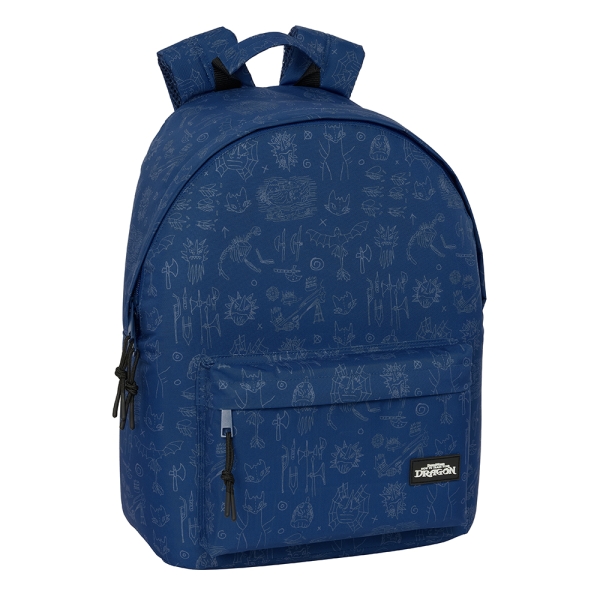 Safta Como Entrenar a Tu Dragon Mochila para Portatil hasta 14.1" - Bolsillo para Tablet - Bolsillo Trasero - Tirador Doble - Espalda Transpirable - 20L - 310x160x410mm - Color Azul Marino