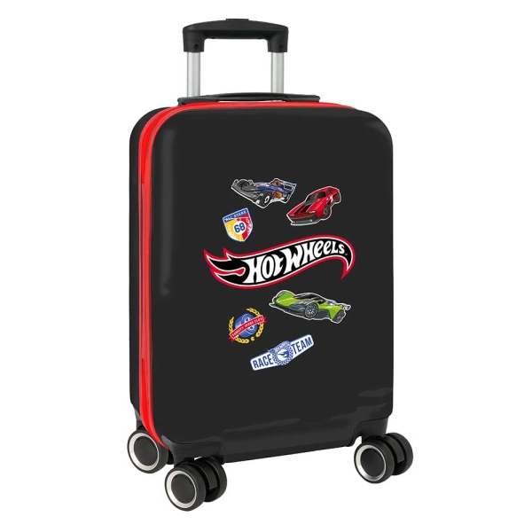 Safta Hot Wheels Maleta Trolley de Cabina 20” - Cierre con Candado - Interior Forrado - Ruedas Giratorias - Mango Extensible - Material ABS y PC - 40.1L - 345x200x550mm - Color Negro