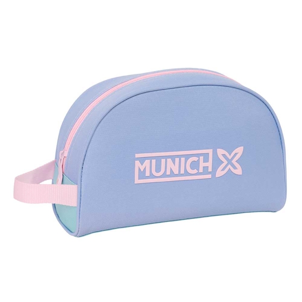 Safta Munich Mellow Neceser de 5L - Cremallera - Asa Lateral - Adapatable a Carro - Bolsillo Interior - 280x100x180mm - Color Azul Claro