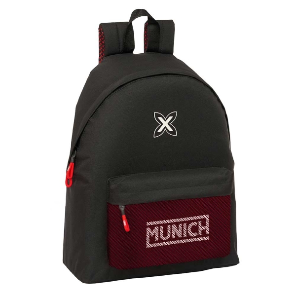 Safta Munich Vulcan Mochila - Bolsillo Frontal - Hombreras Acolchadas - Espalda Acolchada - Doble Tirador en Cremallera - Asa de Mano Superior - 20.8L - 330x150x420mm - Color Negro y Rojo