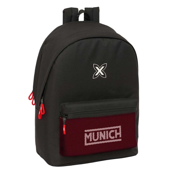 Safta Munich Vulcan Mochila para Portatil hasta 15.6" - Antirrobo - Conector USB - 24.55L - Ergonomica - Base Acolchada - Bolsillo Frontal - Tirador Doble - 310x180x440mm - Color Negro y Rojo