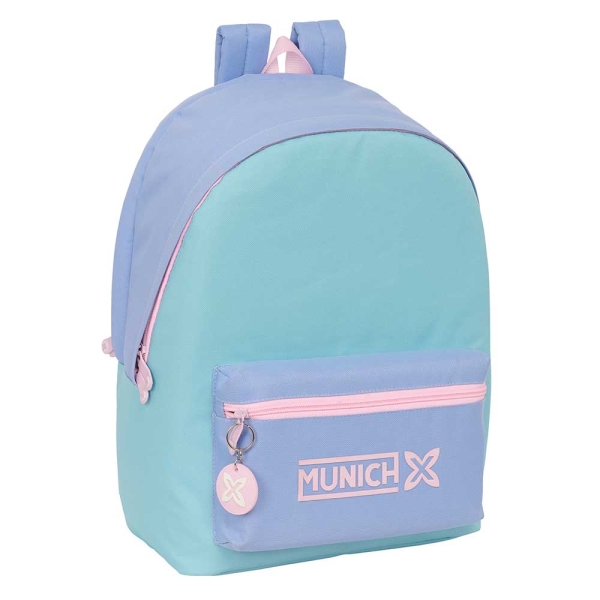 Safta Munich Mellow Mochila para Portatil hasta 15.6" - Conector USB - Base Acolchada - Bolsillo Frontal - Tirador Doble - Hombreras Ergonomicas - 24.55L - 310x180x440mm - Color Azul Claro