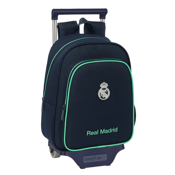 Safta Real Madrid 2ª Equipacion 25/26 Mochila con Carro - Portabotellas - Hombreras Ergonomicas - Bolsillo Frontal - Asa Superior - Mochila Extraible - 10L - 27x10x67cm - Color Azul Marino