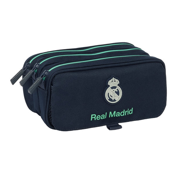 Safta Real Madrid 2ª Equipacion 25/26 Portatodo - 3 Compartimentos con Cremalleras - Bolsillo Frontal - Cinta Adaptable - 1.72L - 215x80x100mm - Color Azul Marino