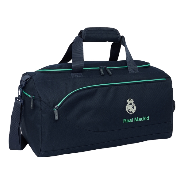 Safta Real Madrid 2ª Equipacion 25/26 Bolsa de Deporte - Bandolera Ajustable - Tirador Doble - Bolsillos Laterales - Fondo Extraible - Tacos en Base - 500x250x250mm - Color Azul Marino