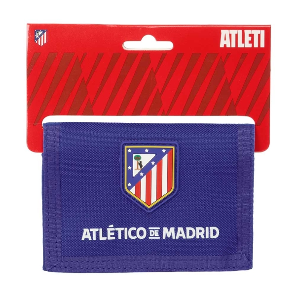 Safta Atletico de Madrid Billetera - Cabecera para Colgar - Cierre con Velcro - Compartimentos Internos - Bolsillo con Cremallera - 125x10x95mm - Color Azul Marino