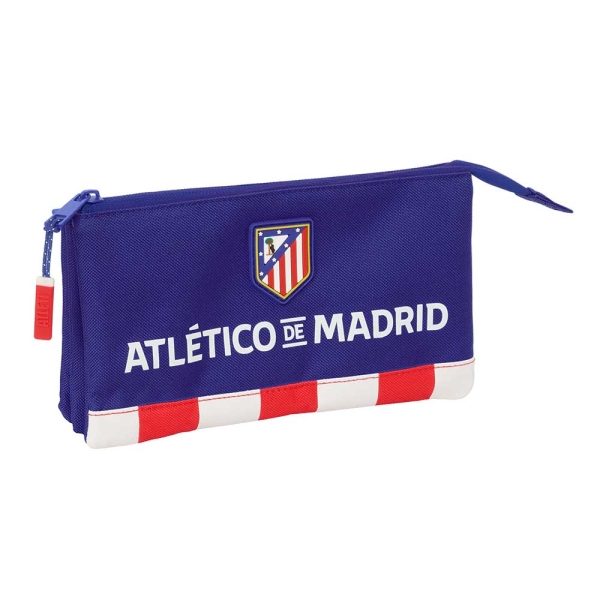 Safta Atletico de Madrid Portatodo - 3 Compartimentos con Cremalleras - Bolsillo Interior - 0.6L - 220x30x120mm - Color Azul Marino