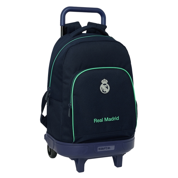 Safta Real Madrid 2ª Equipacion 25/26 Mochila con Carro - Extraible - Portabotellas - Tirador Doble - Hombreras Acolchadas - Tarjeta ID - Bandeja PVC - 330x220x450mm - Color Azul Marino