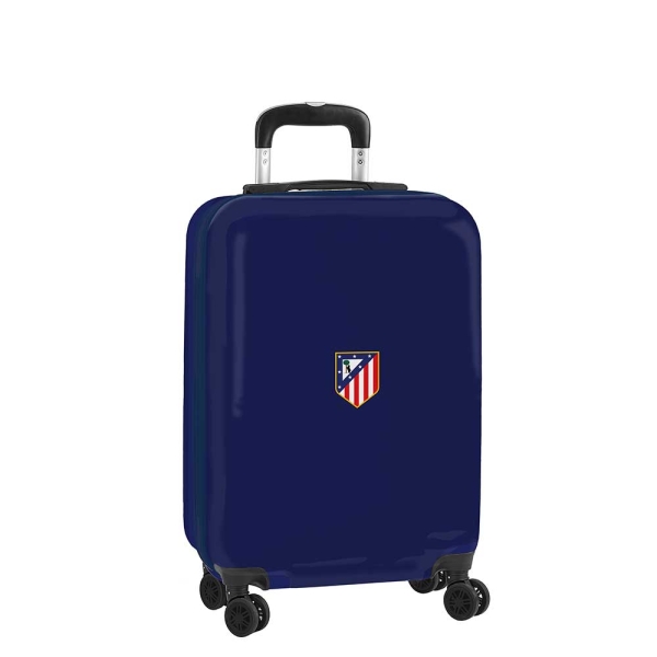 Safta Atletico de Madrid Maleta Trolley de Cabina 20” - Cierre con Candado - Panel con Cremallera - Cintas con PVC - Asa Flexible - Ruedas Giratorias - 345x200x550mm - Color Azul Marino