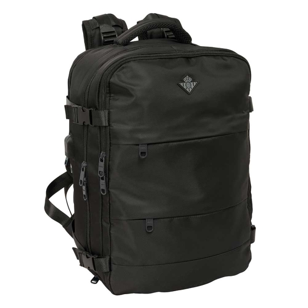 Safta Real Betis Balompie Mochila de Cabina - Bolsillo para Portatil hasta 15.6" - Organizadores - USB - Zapatillero - Portabotellas - Espalda Transpirable - 23.10L - 290x190x440mm - Color Negro