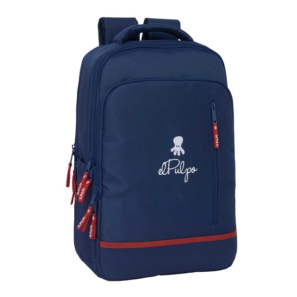 Safta el Pulpo Mochila para Portatil hasta 15.6" - Interior Acolchado - Conector USB - Portabotellas - Organizador Interior - Hombreras Acolchadas - 290x150x440mm - Color Azul Marino