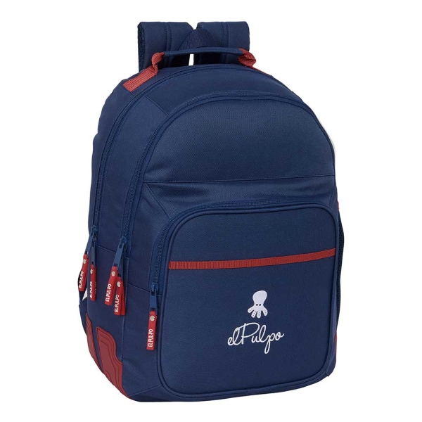 Safta el Pulpo Mochila con 2 Compartimentos - Antirozaduras - Adaptable a Carro - Bolsillo Frontal - Portabotellas - Tirador Doble - Hombreras Ergonomicas - 20L - 320x150x420mm - Color Azul Marino