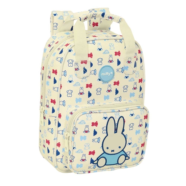 Safta Miffy Buddy Mochila Infantil - Bolsillo Frontal - Tarjeta ID - Hombreras Acolchadas - Material Reciclado - Resistente al Agua - 4.5L - 200x80x280mm - Color Beige