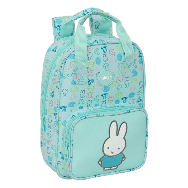 Safta Miffy Friends Mochila Infantil - Bolsillo Frontal - Tarjeta ID - Hombreras Acolchadas - Material Reciclado - Resistente al Agua - 4.5L - 200x80x280mm - Color Azul Claro
