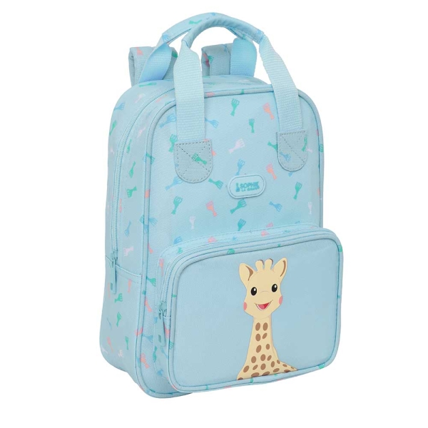 Safta Sophie la Girafe Dreams Mochila Infantil - Bolsillo Frontal - Tarjeta ID - Hombreras Acolchadas - Material Reciclado - Resistente al Agua - 4.5L - 200x80x280mm - Color Azul Claro